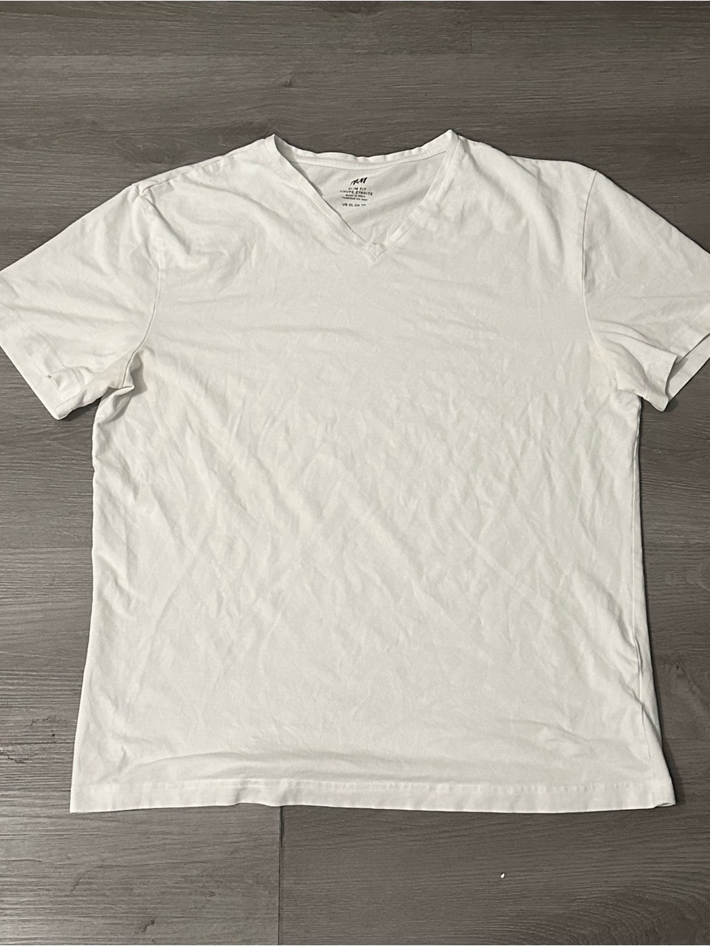 H&M Men's White Slim Fit Cotton Loose Fit Short Sleeve Crew Neck T-Shirt Size XL
